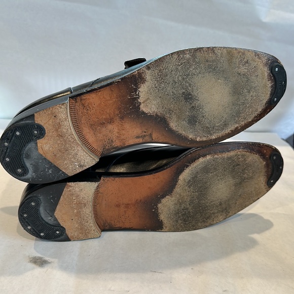 Mens Ferragamo size 10D, black, monk strap, cap toed shoes. - Picture 3 of 5